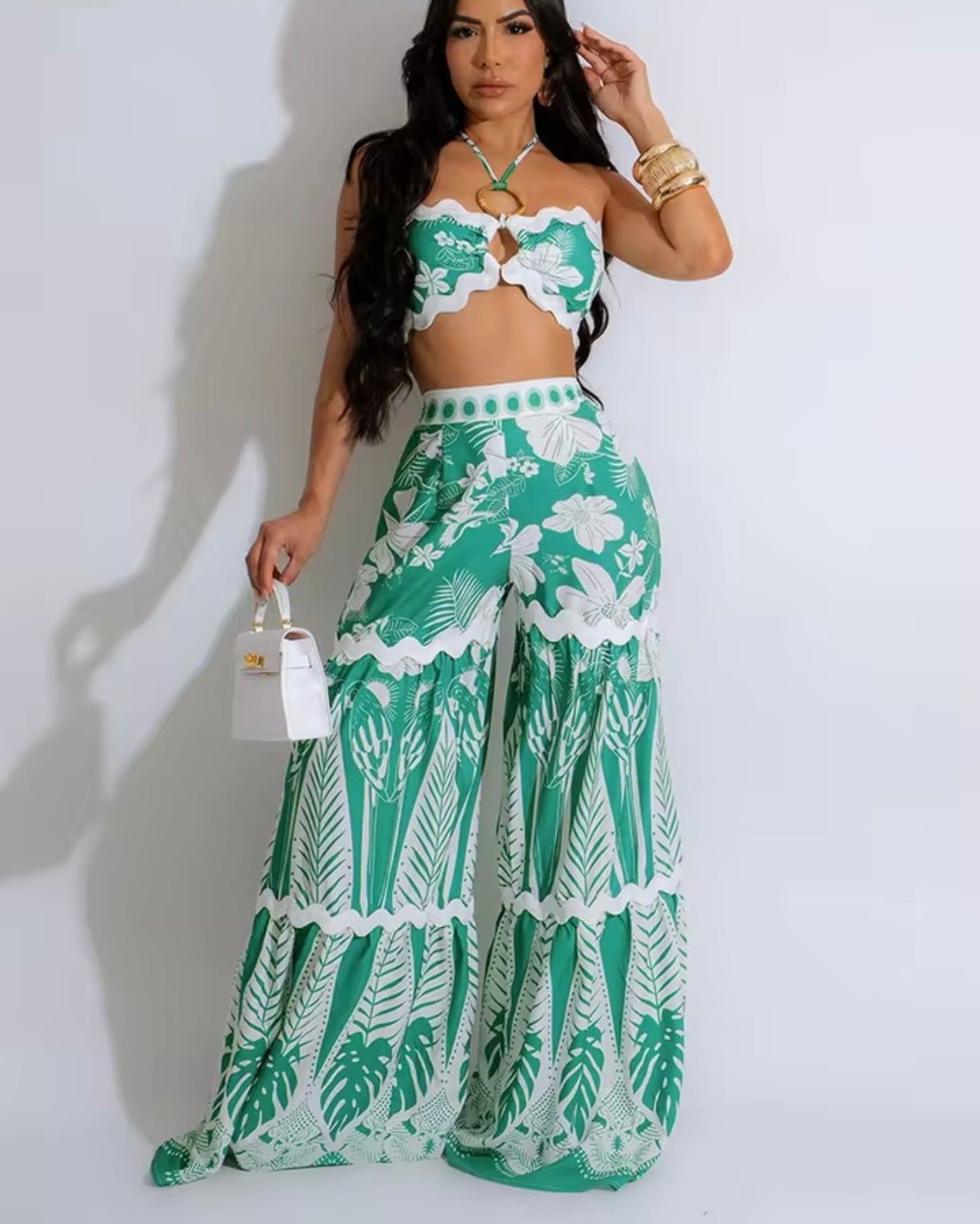 “Brunch in Miami” 2 pc set💚🤍🥂